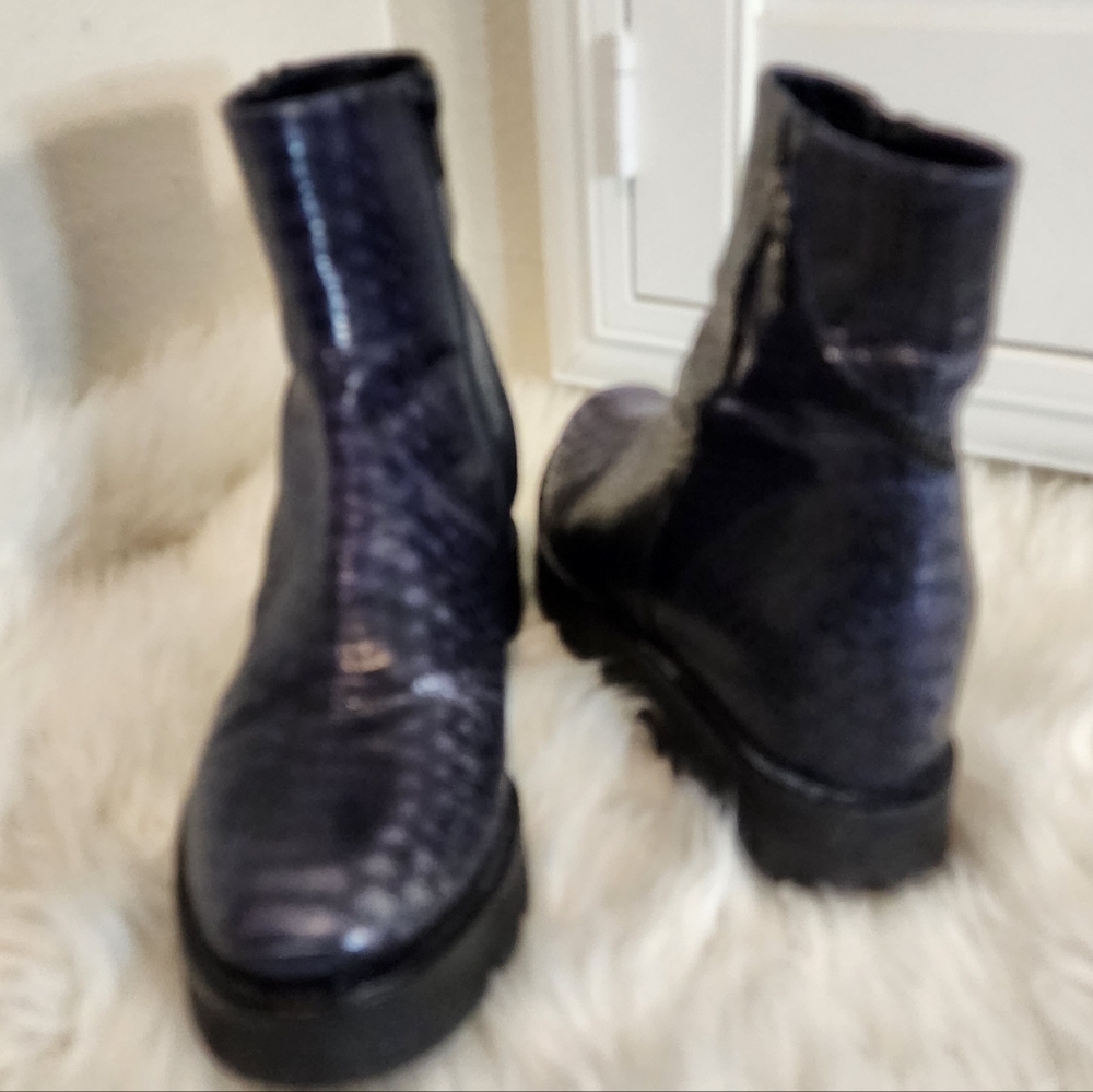 POLETTO PURPLE SNAKE LEATHER ANKLE BOOTS PLATFORM WOMENS SIZE 37 - Picture 5 of 10